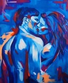 Алмазная вышивка на подрамнике Поцелуй абстракция 40x50 см, (на подрамнике) круглые камни, полная