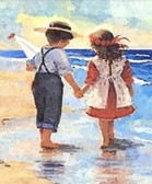 Алмазная вышивка на подрамнике Девочка и мальчик 40x50 см, (на подрамнике) круглые камни, полная