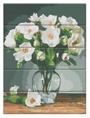 Картина по номерам Білі квіти 30х40 см (дерев'яна основа)
