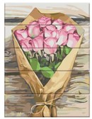 Картина по номерам Букет трояндових троянд 30х40 см (дерев'яна основа)