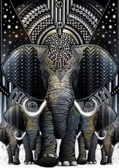 Алмазна вишивка Слони - Символ мудрості, багатства та щастя 70х50 см, квадратне каміння, повна