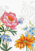 Набір для вишивання хрестиком Квіти та метелик 22,5 х 31,5 см (часткова зашивка)