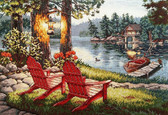 Набір для вишивання хрестиком Відпочинок на озері 41 х 28 см (часткова зашивка)