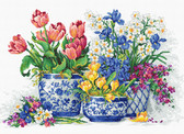 Набір для вишивання хрестиком Весняні квіти 39 x 25 см (часткова зашивка)