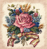 Набір для вишивання хрестиком Троянда в букеті 17 х 17 см (часткова зашивка)