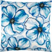 Набір для вишивання подушки Сині квіти 40x40 см (страмін) напівхрест, лицьова сторона