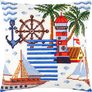 Набір для вишивання подушки Морські пригоди 40x40 см (страмін) напівхрест, лицьова сторона Чарівниця ( Україна ) V-282