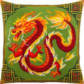 Набір для вишивання подушки Китайський дракон 40x40 см (страмін) напівхрест, лицьова сторона