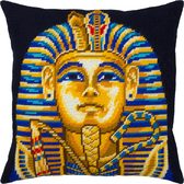 Набір для вишивання подушки Тутанхамон 40x40 см (страмін) напівхрест, лицьова сторона