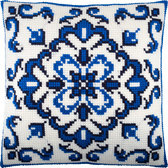 Набір для вишивання подушки Синій орнамент 40x40 см (страмін) повний хрест, лицьова сторона