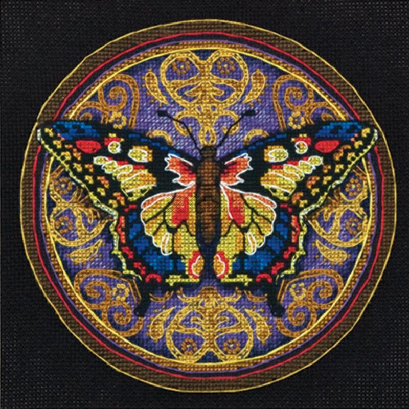 Набір для вишивання хрестиком Витіювата метелик 15x15 см ( канва Aida 18 ) часткова