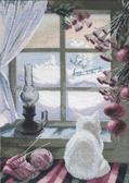 Набір для вишивання хрестиком Кішка біля віконця 25,5x36 см (повна зашивка)