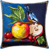 Набір для вишивання подушки Синьохвіст на яблуках 40x40 см (страмін) напівхрест, лицьова сторона