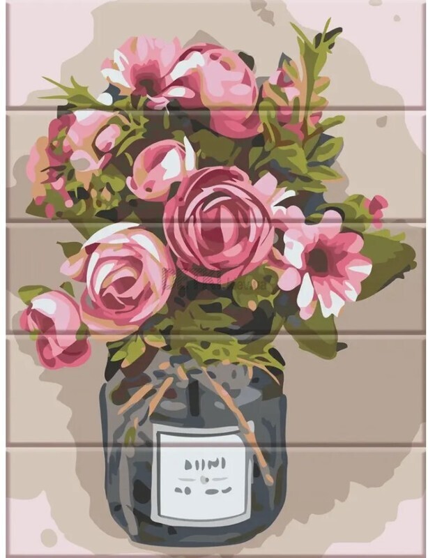 Картина по номерам Чайні троянди, 30 х 40 см (дерев'яна основа)