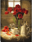 Картина по номерам Червоні тюльпани, 30 х 40 см (дерев'яна основа)