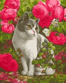 Картина по номерам Кіт у трояндах 40х50 см