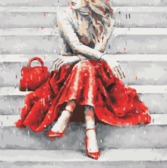 Картина по номерам Дівчина у червоному, 40 х 40 см
