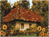 Картина по номерам Затишне село 30 х 40 см  (дерев'яна основа)