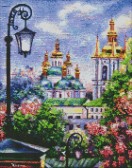 Алмазна вишивка на підрамнику Київ золотоверхий навесні, 40 х 50 см (на підрамнику) круглі камені