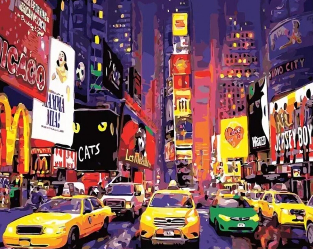 Картина по номерам Таксі у великому місті 40 х 50 см