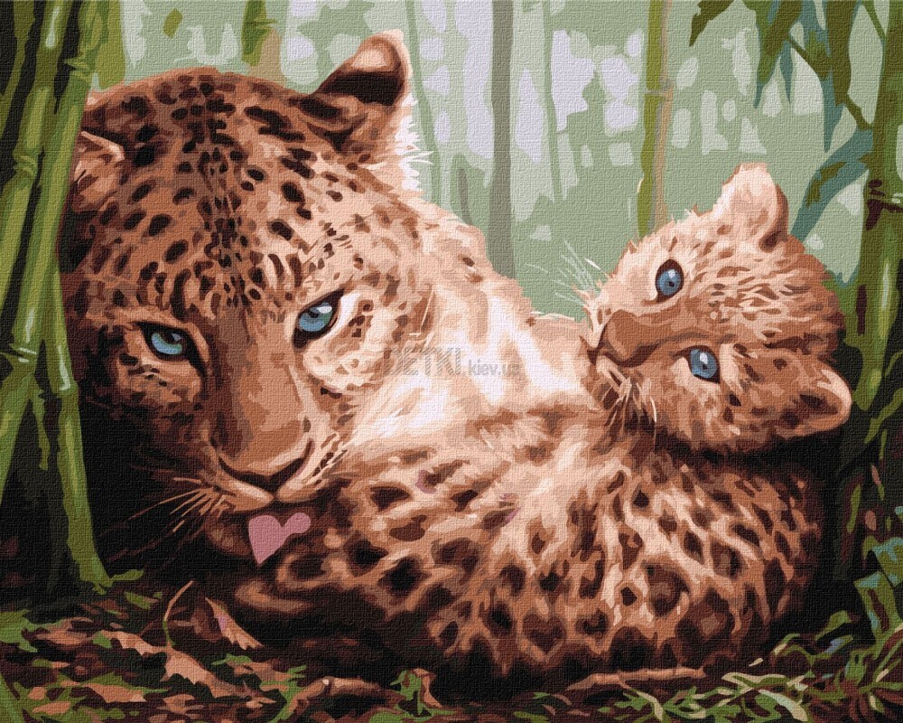 Картина по номерам Ніжність леопарда 40 х 50 см