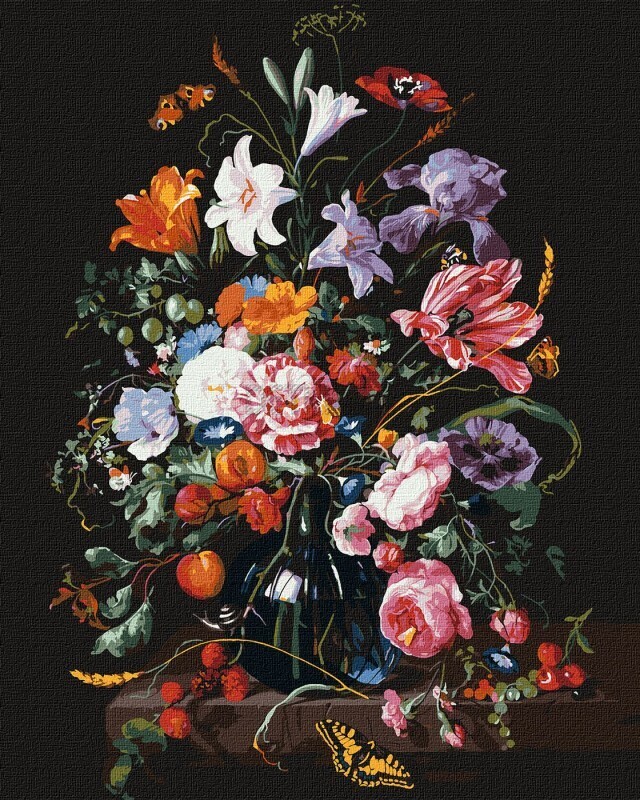 Картина по номерам Ваза з квітами та ягодами 40 х 50 см