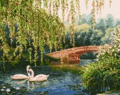 Картина по номерам Лебеді на озері 40 х 50 см