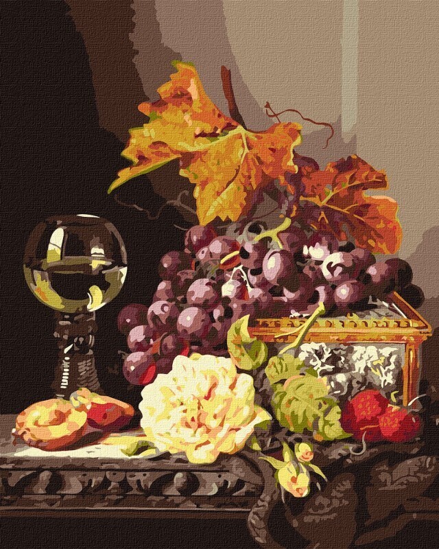 Картина по номерам Натюрморт з фруктами та трояндою 40 х 50 см