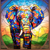 Алмазна вишивка Різнобарвний слон  40х40 см, квадратне каміння, повна