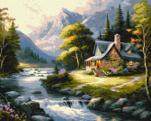 Картина по номерам Будиночок у горах 40 х 50 см