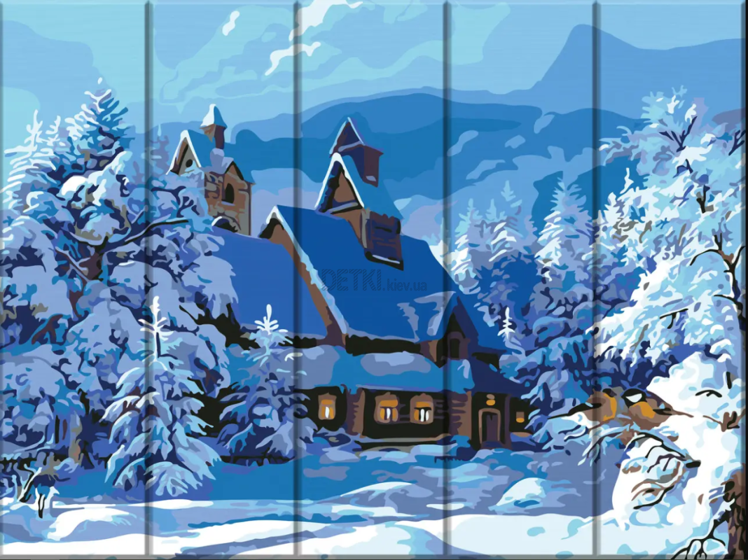 Картина по номерам Зимовий пейзаж 30 х 40 см (дерев'яна основа)