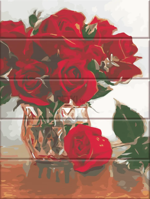 Картина по номерам Червоні троянди 30 х 40 см (дерев'яна основа)