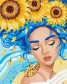 Картина по номерам Дівчина з соняшниками, 40х50см