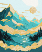 Картина по номерам Схід сонця в горах з фарбами металік, 40х50см