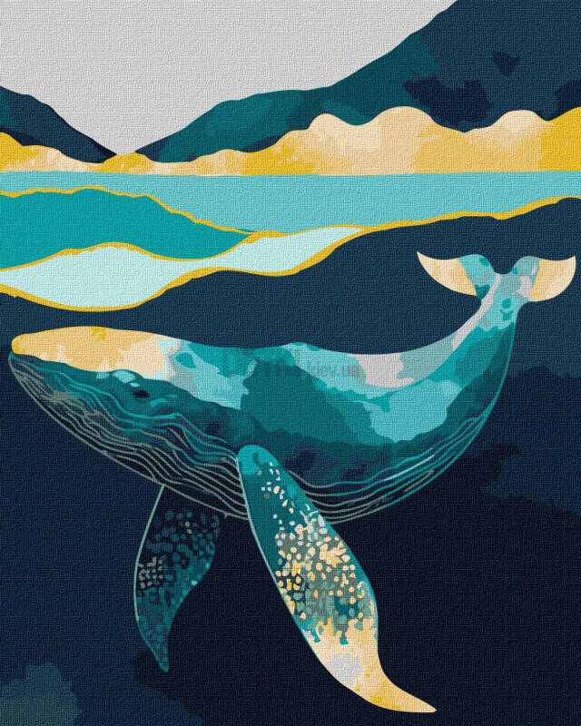 Картина по номерам Витончений кит з фарбами металік 40 х 50 см